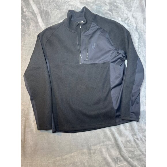 Spyder Mens Black Quarter-Zip Pullover Jacket Size X Polyester Fleece - Picture 10 of 16